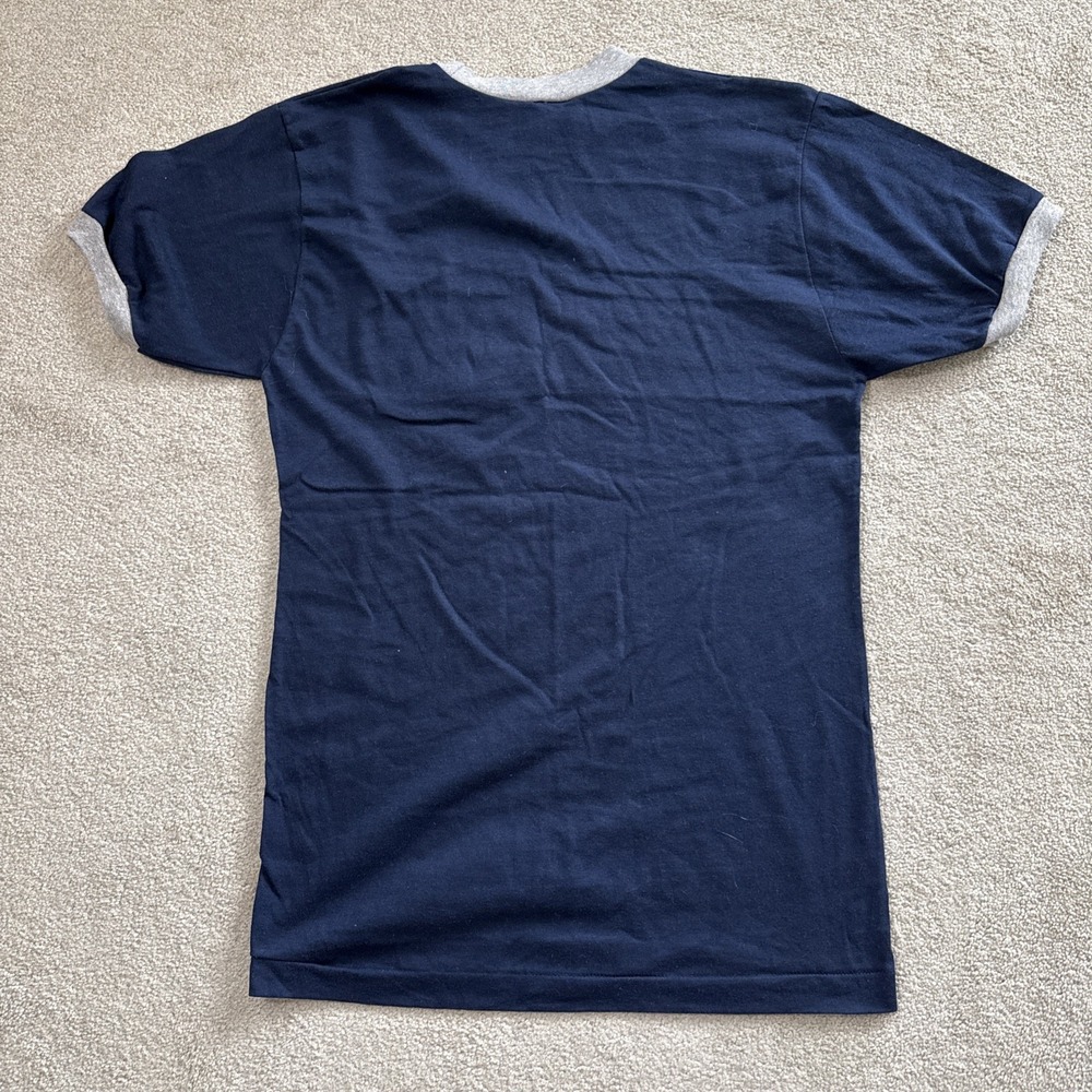 Vintage 80s Champion Tennessee Tech TTU Ringer T Shirt Blue L USA 50/50 - Picture 2 of 8